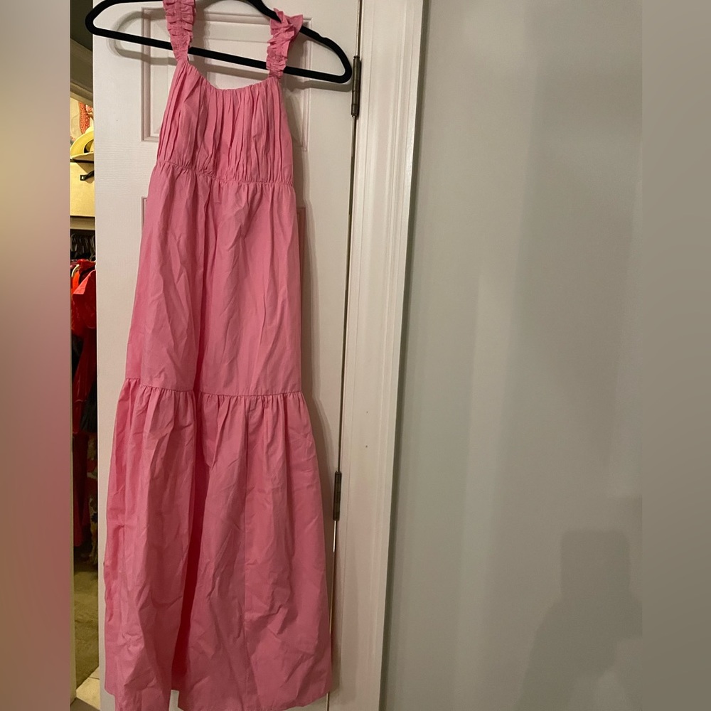 pink bow tie back maxi Abercrombie dress